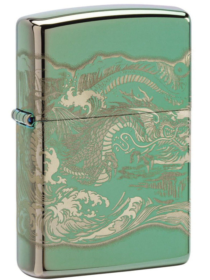 Zippo Lighter: Dragon and Tiger, Engraved 360 - Chameleon 80877