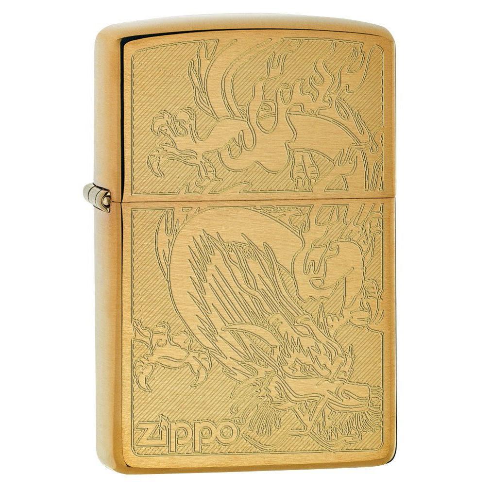 Zippo Lighter: Dragon, Engraved - Brushed Brass 79464