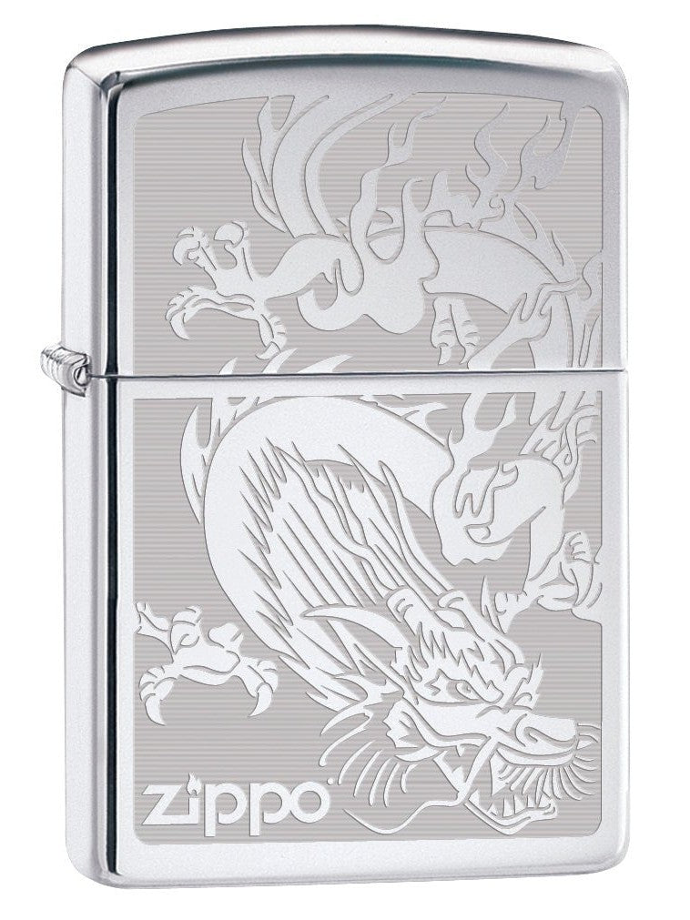 Zippo Lighter: Dragon, Engraved - High Polish Chrome 76458