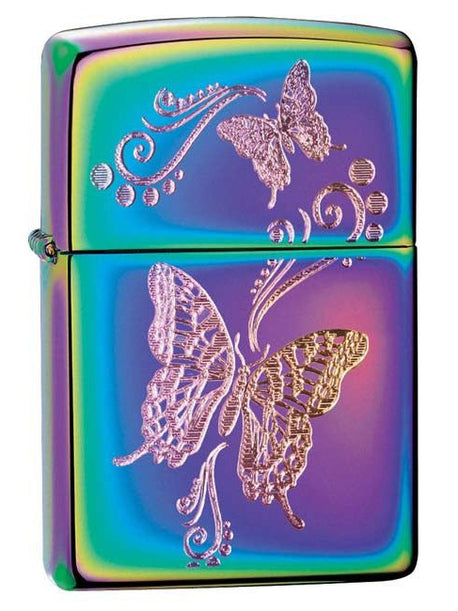 Zippo Lighter: Engraved Butterflies - Spectrum 28442