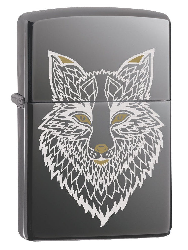 Zippo Lighter: Engraved Fox - Black Ice 78108