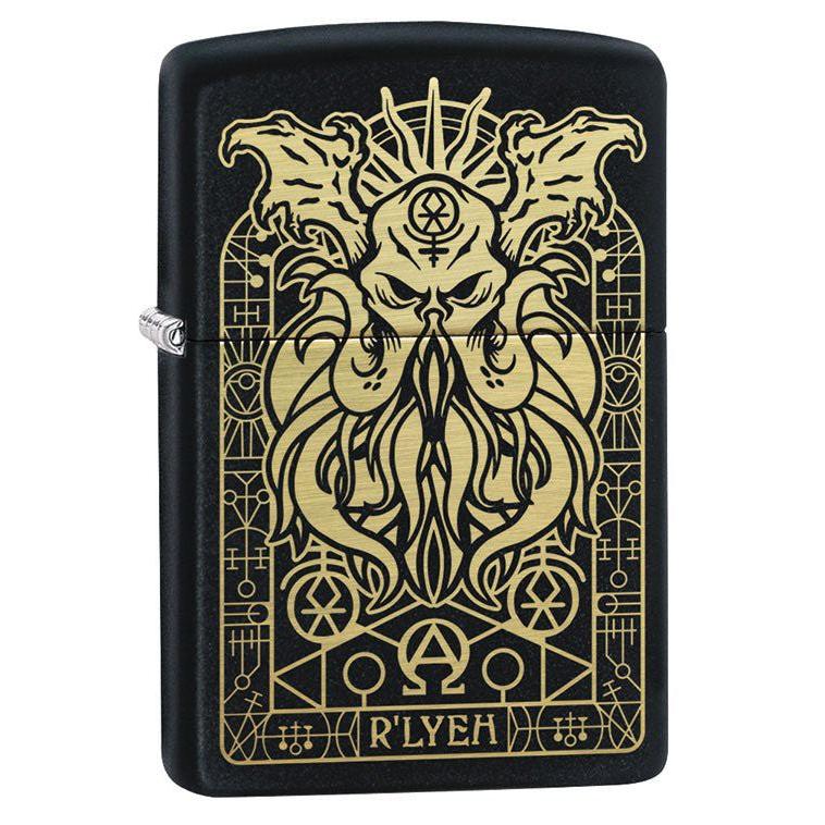 Zippo Lighter: Engraved Monster - Black Matte 29965