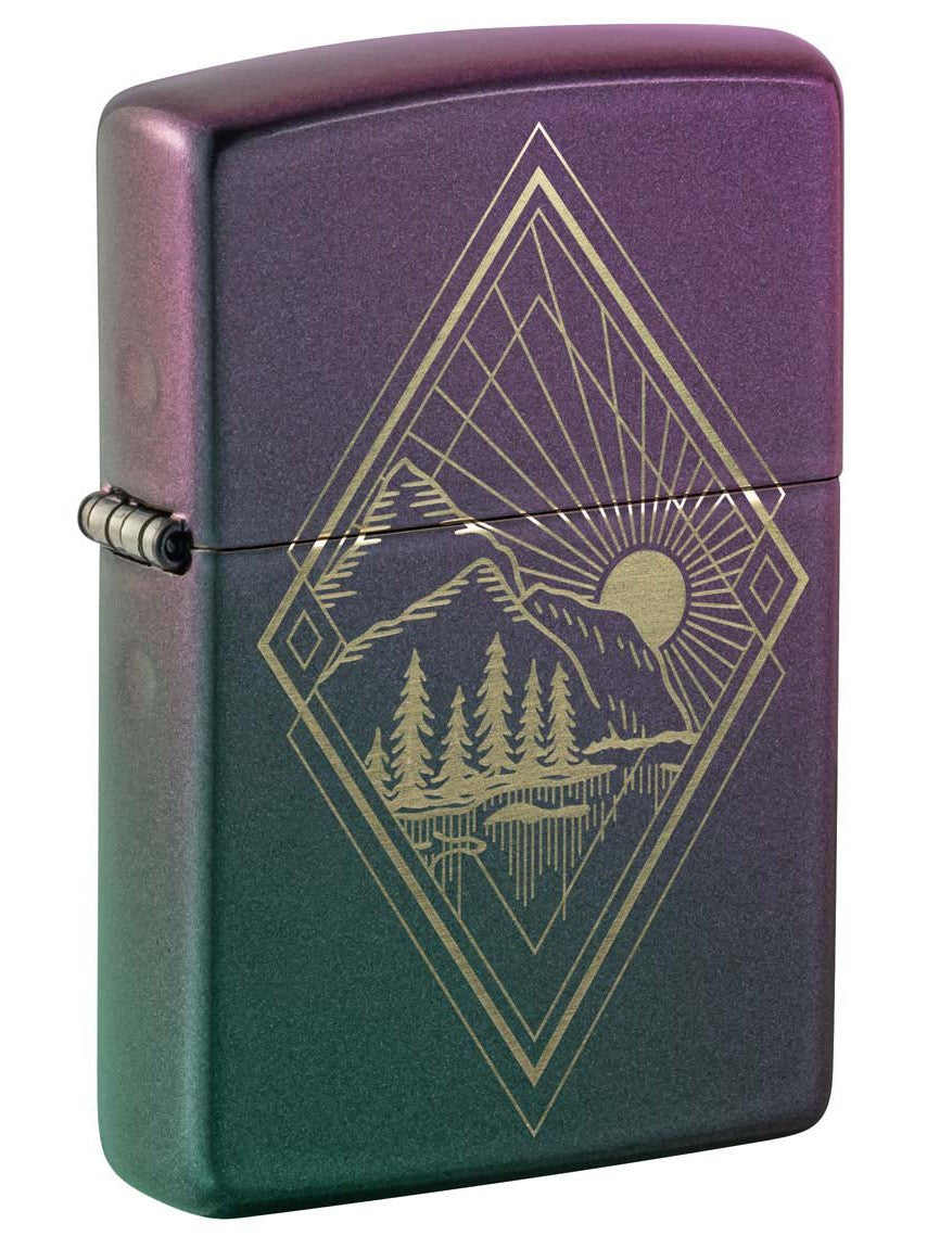 Zippo Lighter: Engraved Outdoor Design - Iridescent 48382