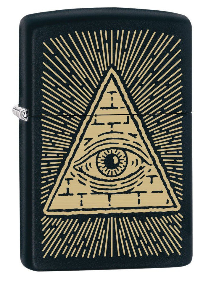 Zippo Lighter: Eye of Providence, Engraved - Black Matte 80735