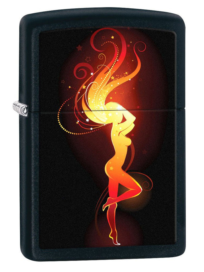 Zippo Lighter: Fiery Woman - Black Matte 80827