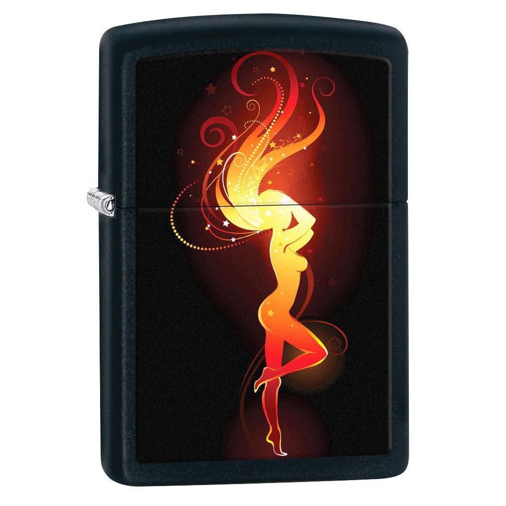 Zippo Lighter: Fiery Woman - Black Matte 80827