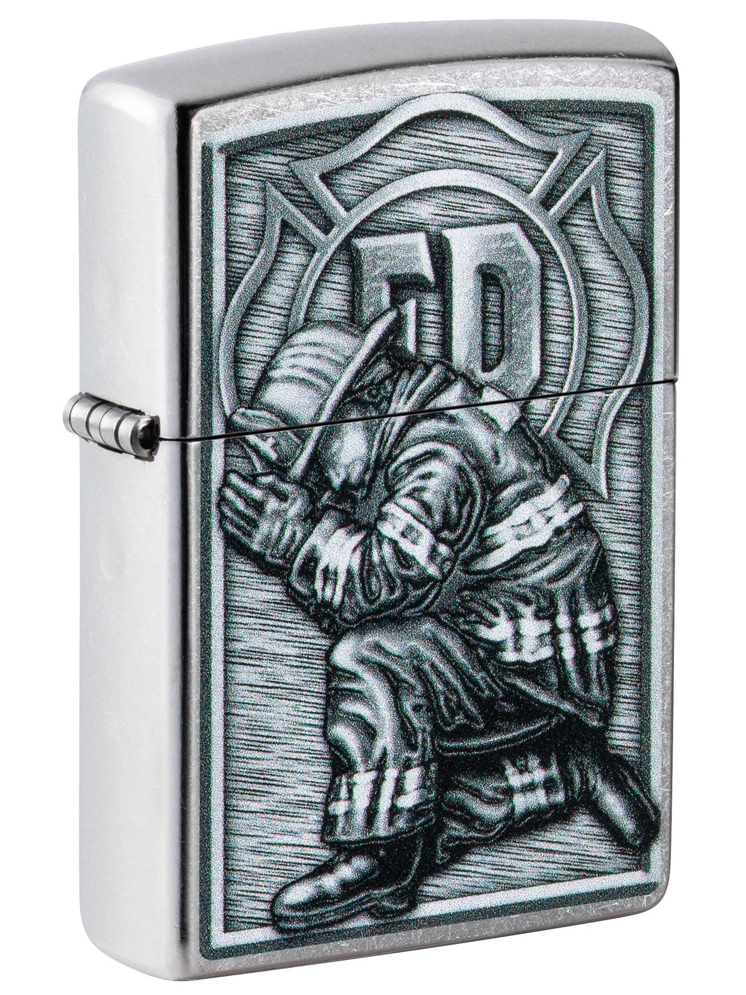 Zippo Lighter: Firefighter Kneeling - Street Chrome 49785
