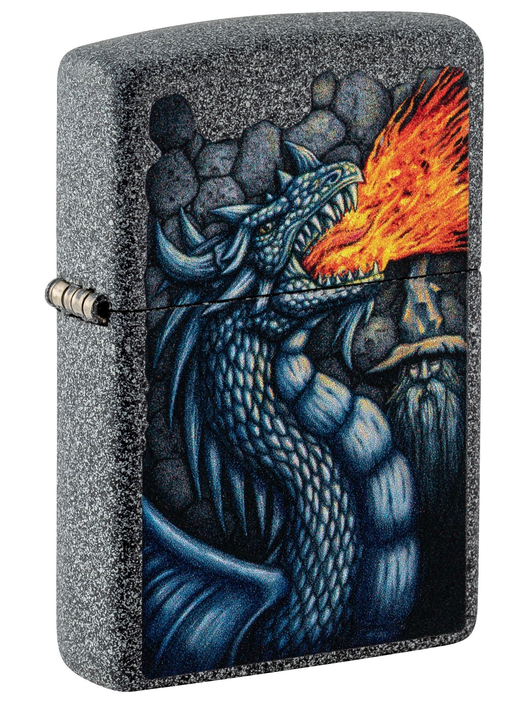 Zippo Lighter: Flaming Dragon - Iron Stone 49776