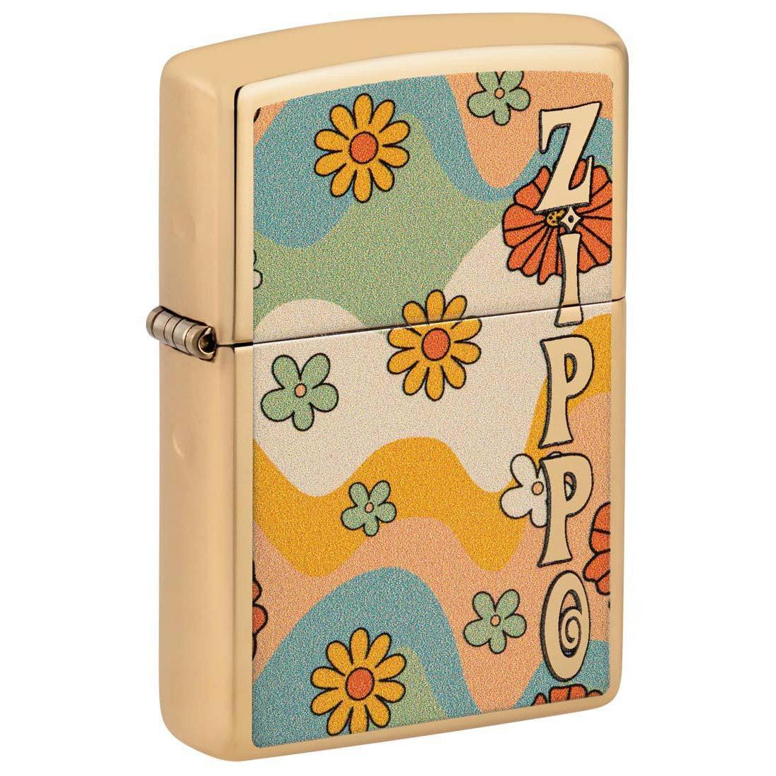 Zippo Lighter: Flower Power - High Polish Brass 48503