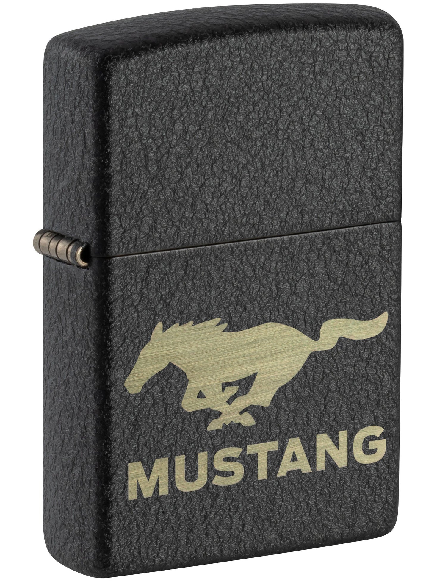 Zippo Lighter: Ford Mustang Logo, Engraved - Black Crackle 49827