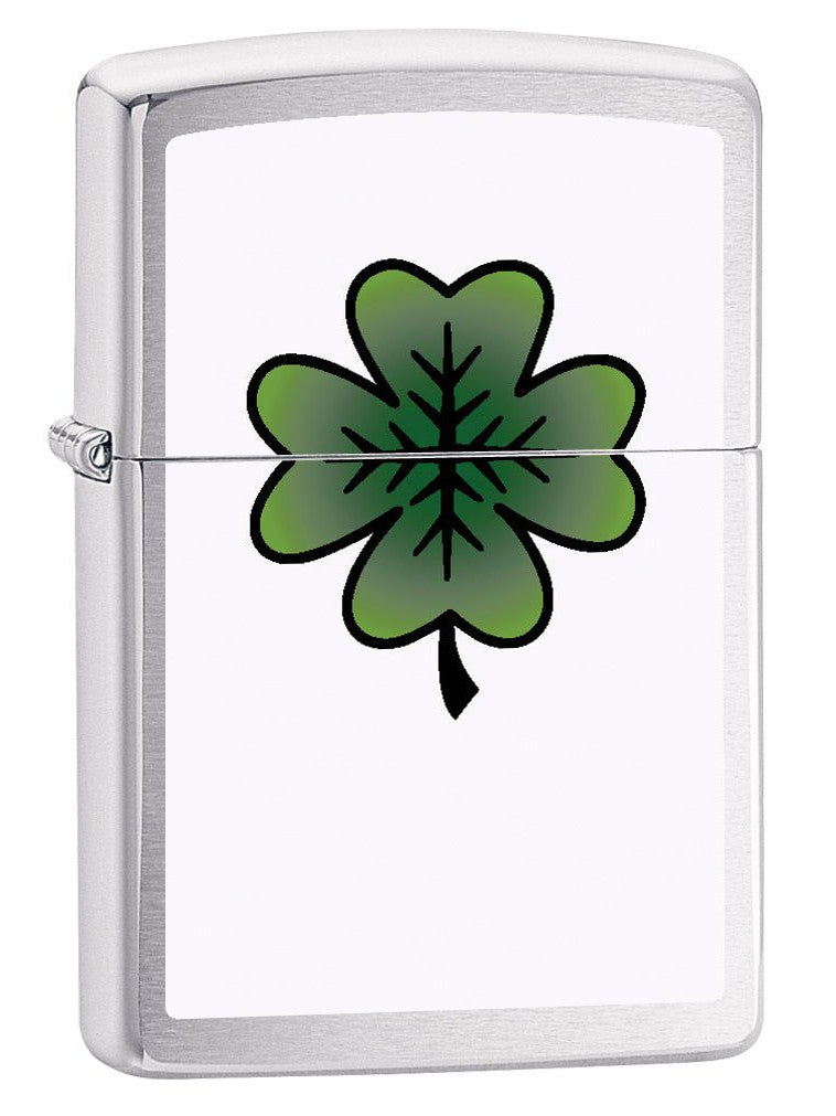 Zippo Lighter: Four Leaf Clover - Brushed Chrome 79113