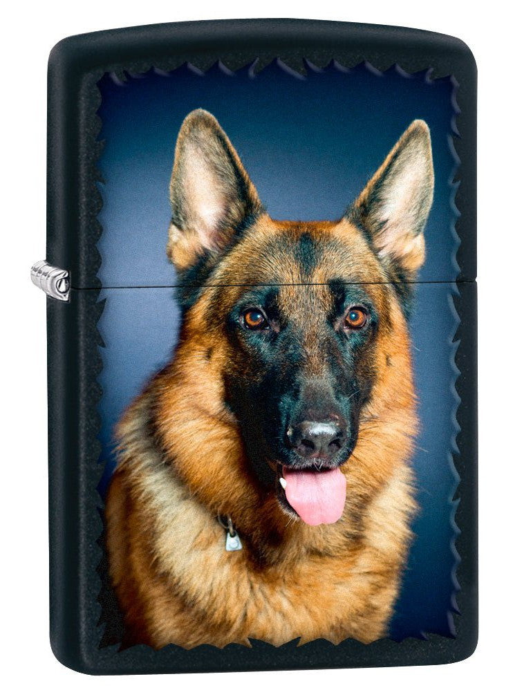 Zippo Lighter: German Shepherd Portrait - Black Matte 76983