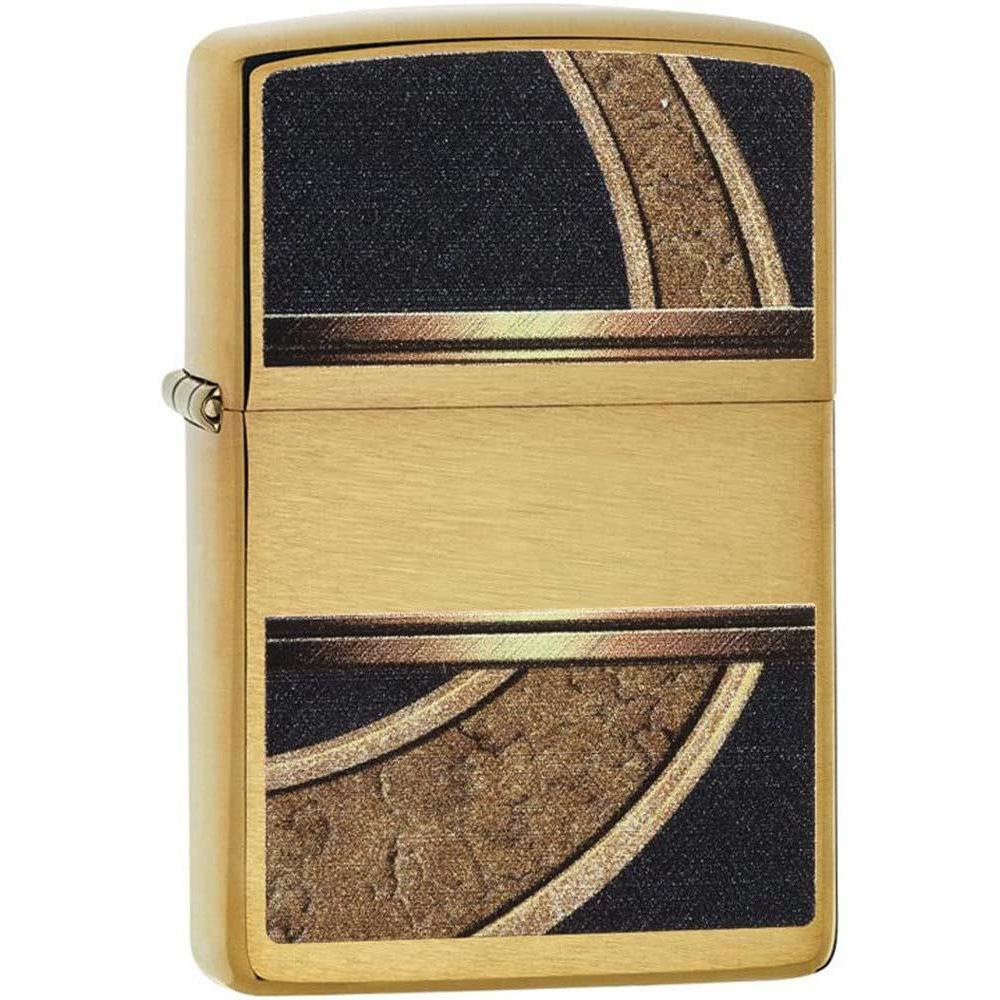Zippo Lighter: Gold and Black - Brushed Brass 81168