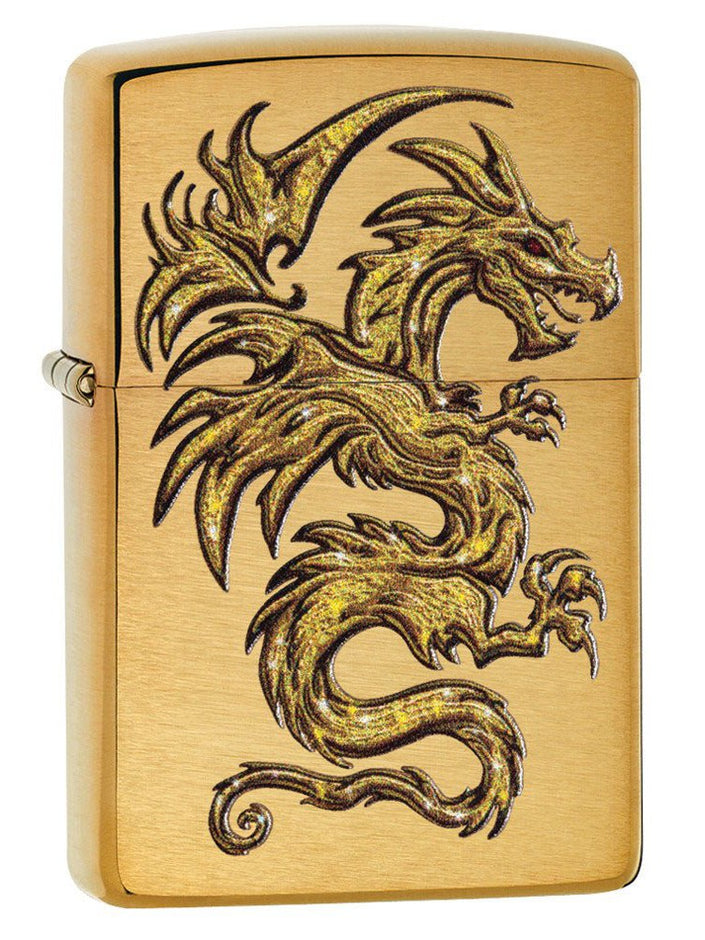 Zippo Lighter: Gold Dragon - Brushed Brass 29725