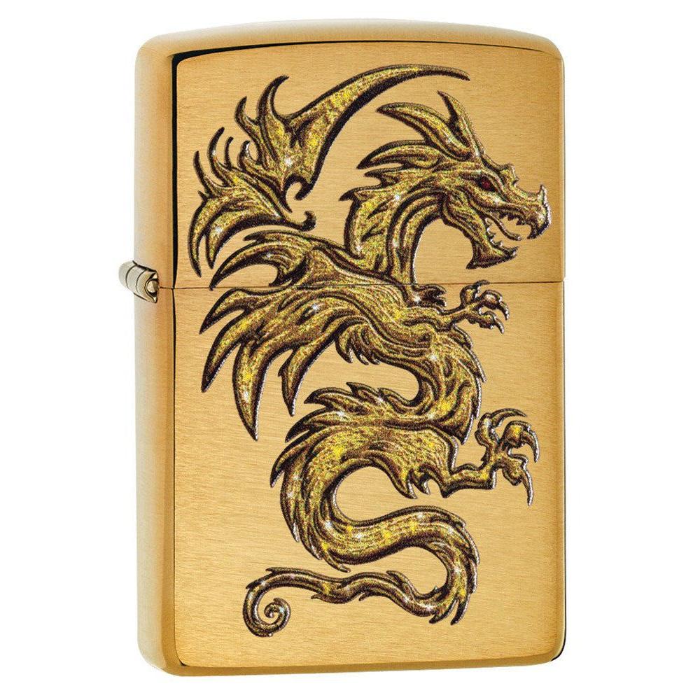 Zippo Lighter: Gold Dragon - Brushed Brass 29725