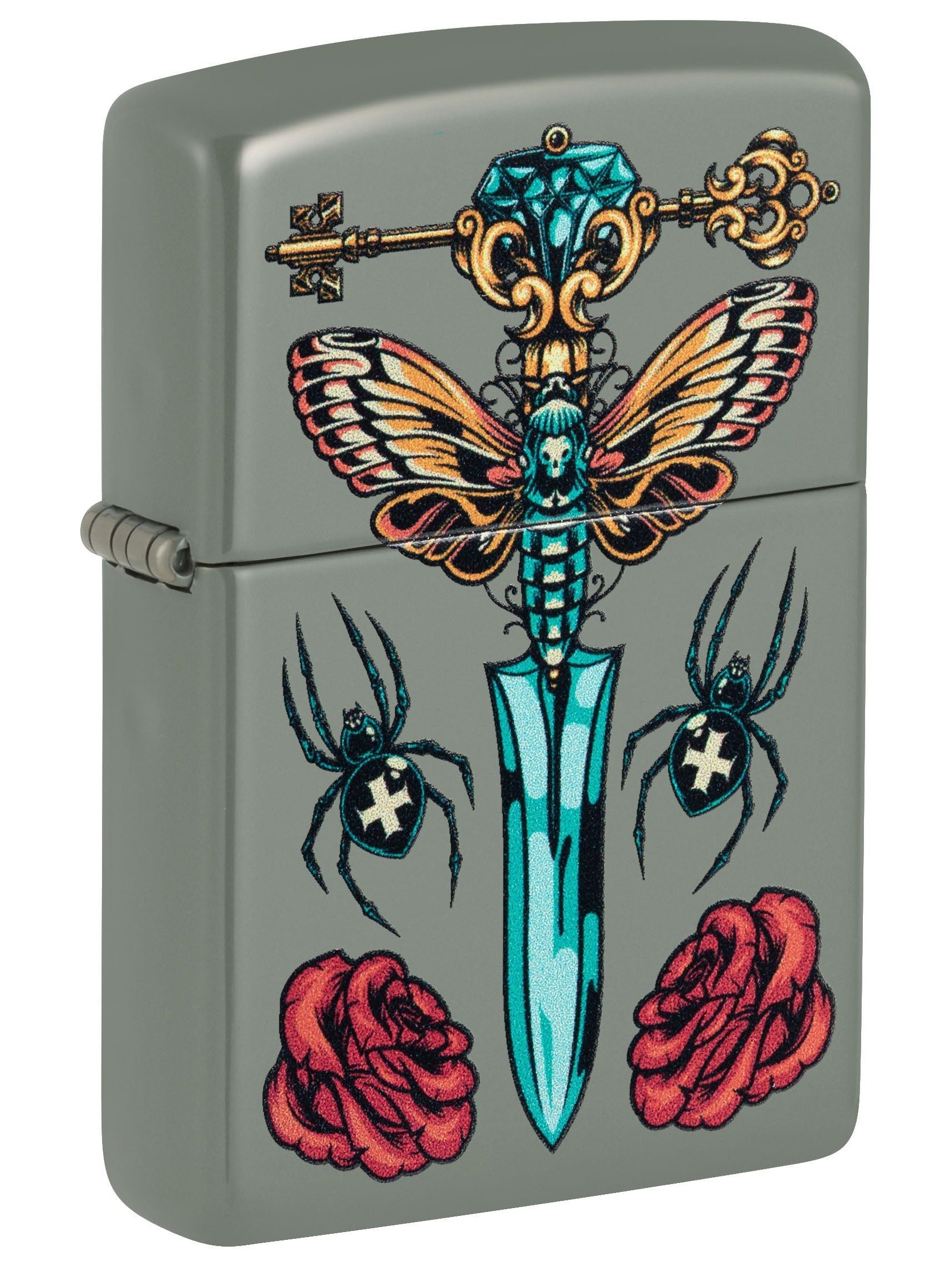 Zippo Lighter: Gothic Dagger Design - Sage 49860