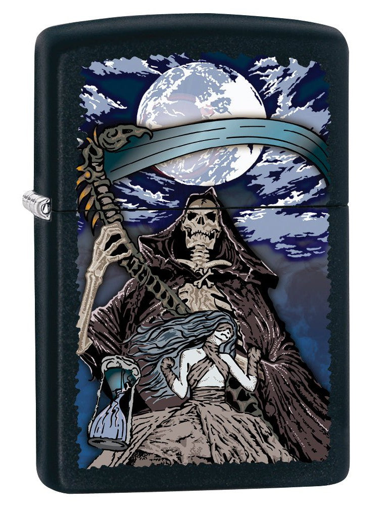 Zippo Lighter: Grim Reaper and Moon - Black Matte 79245