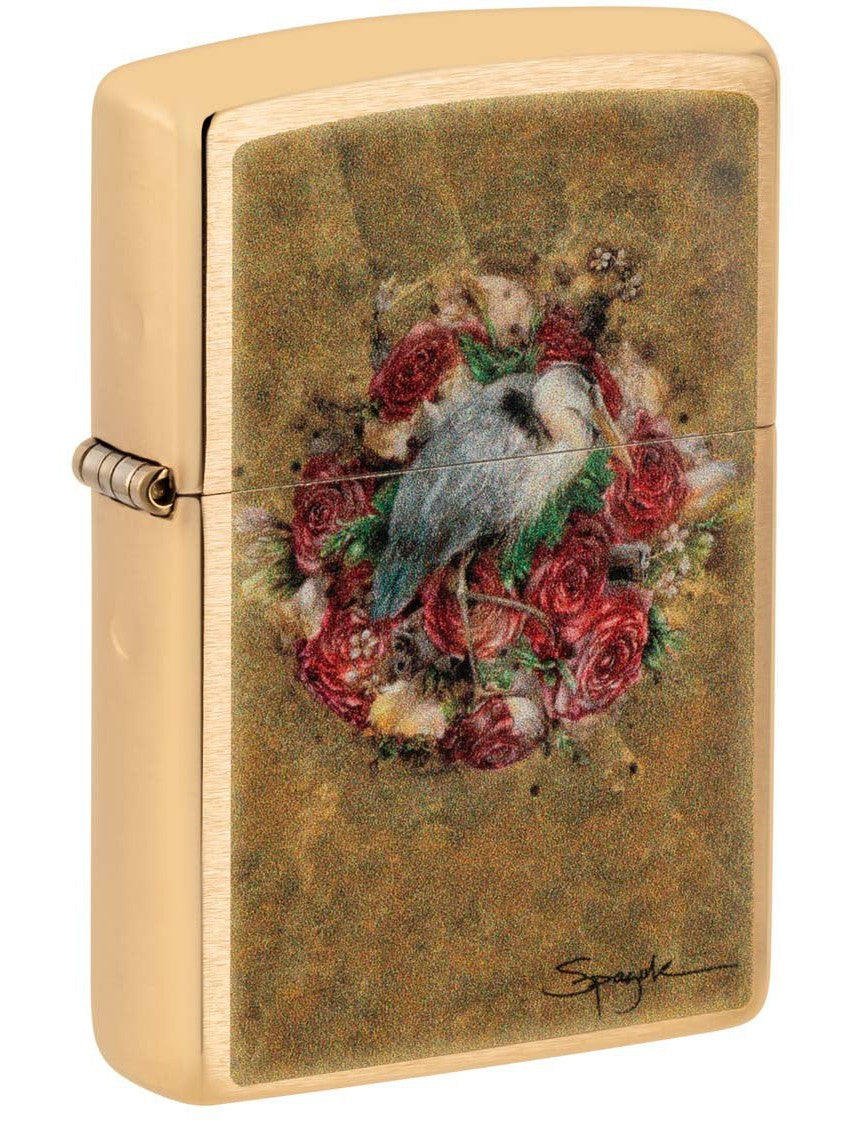 Zippo Lighter: Guns and Roses by Steven Spazuk - Brushed Brass 48329