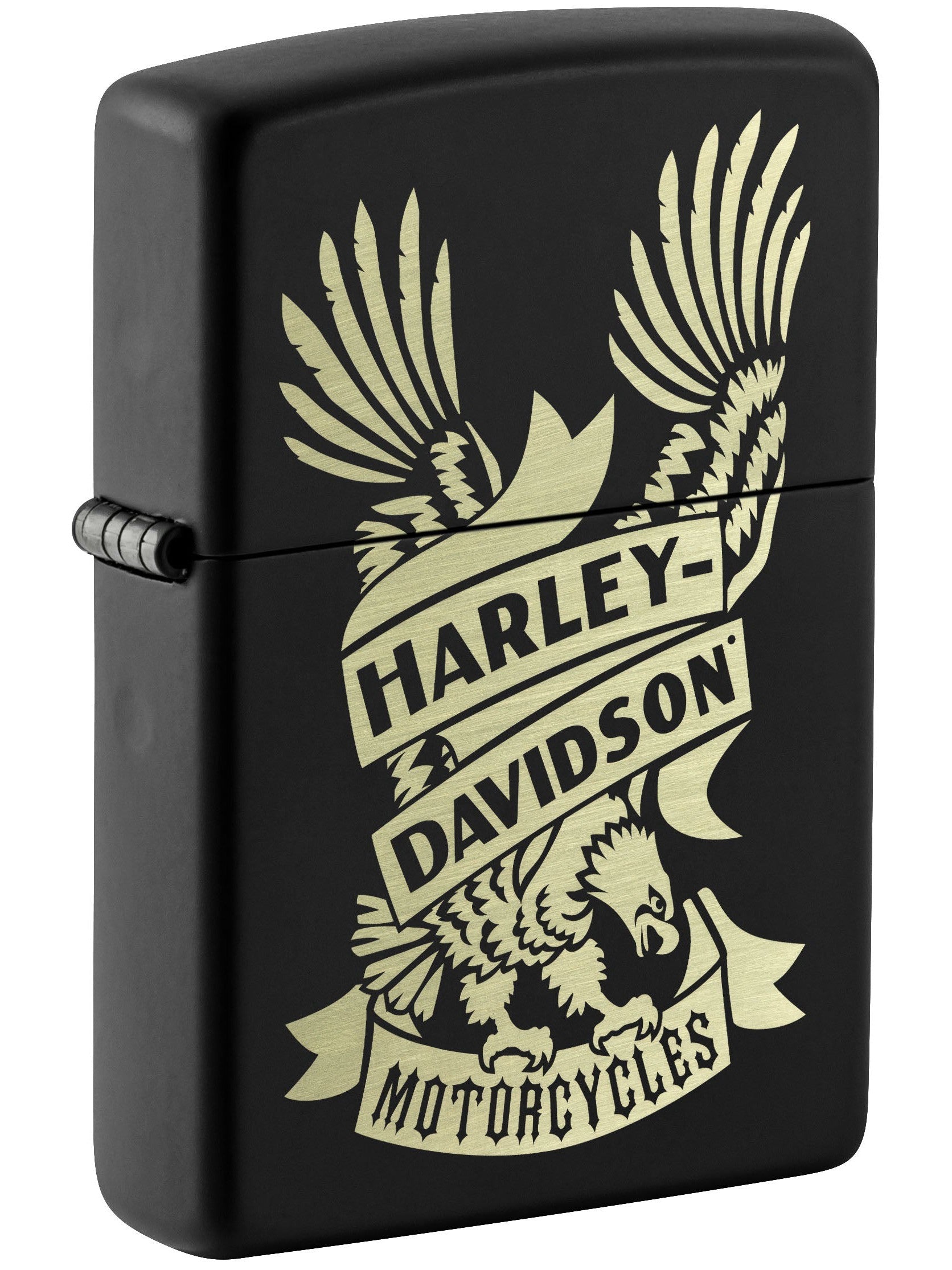 Zippo Lighter: Harley-Davidson Eagle, Engraved - Black Matte 49826