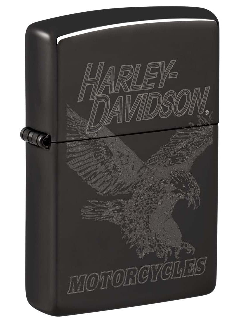 Zippo Lighter: Harley-Davidson Eagle, Engraved - High Polish Black 48601