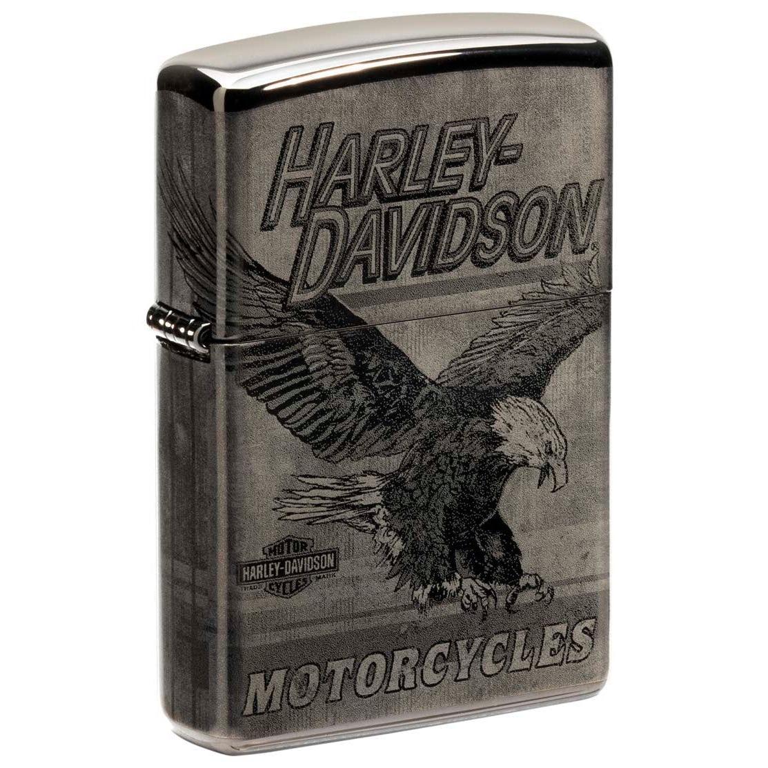 Zippo Lighter: Harley-Davidson Eagle, Photo Image 360 - High Polish Black 48360