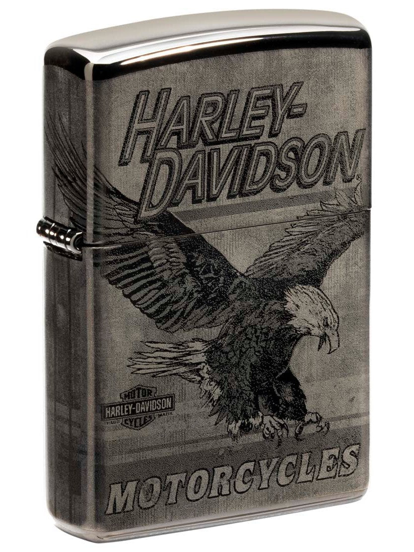 Zippo Lighter: Harley-Davidson Eagle, Photo Image 360 - High Polish Black 48360