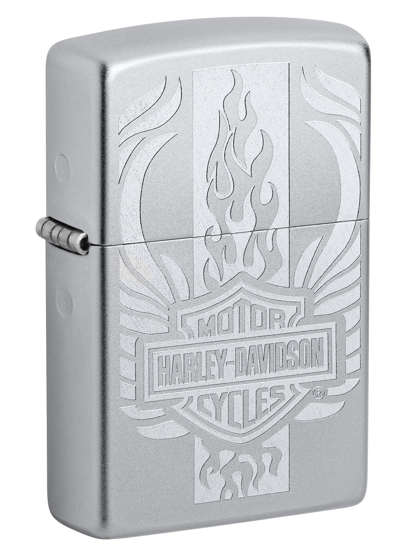 Zippo Lighter: Harley-Davidson, Engraved Logo - Satin Chrome 49660