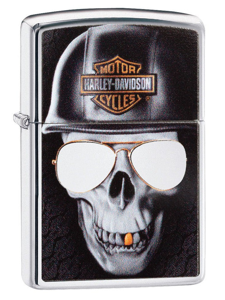 Zippo Lighter: Harley-Davidson Skull - High Polish Chrome 29739