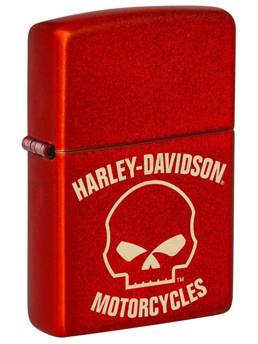 Zippo Lighter: Harley-Davidson Willie G Skull, Engraved - Metallic Red 48603