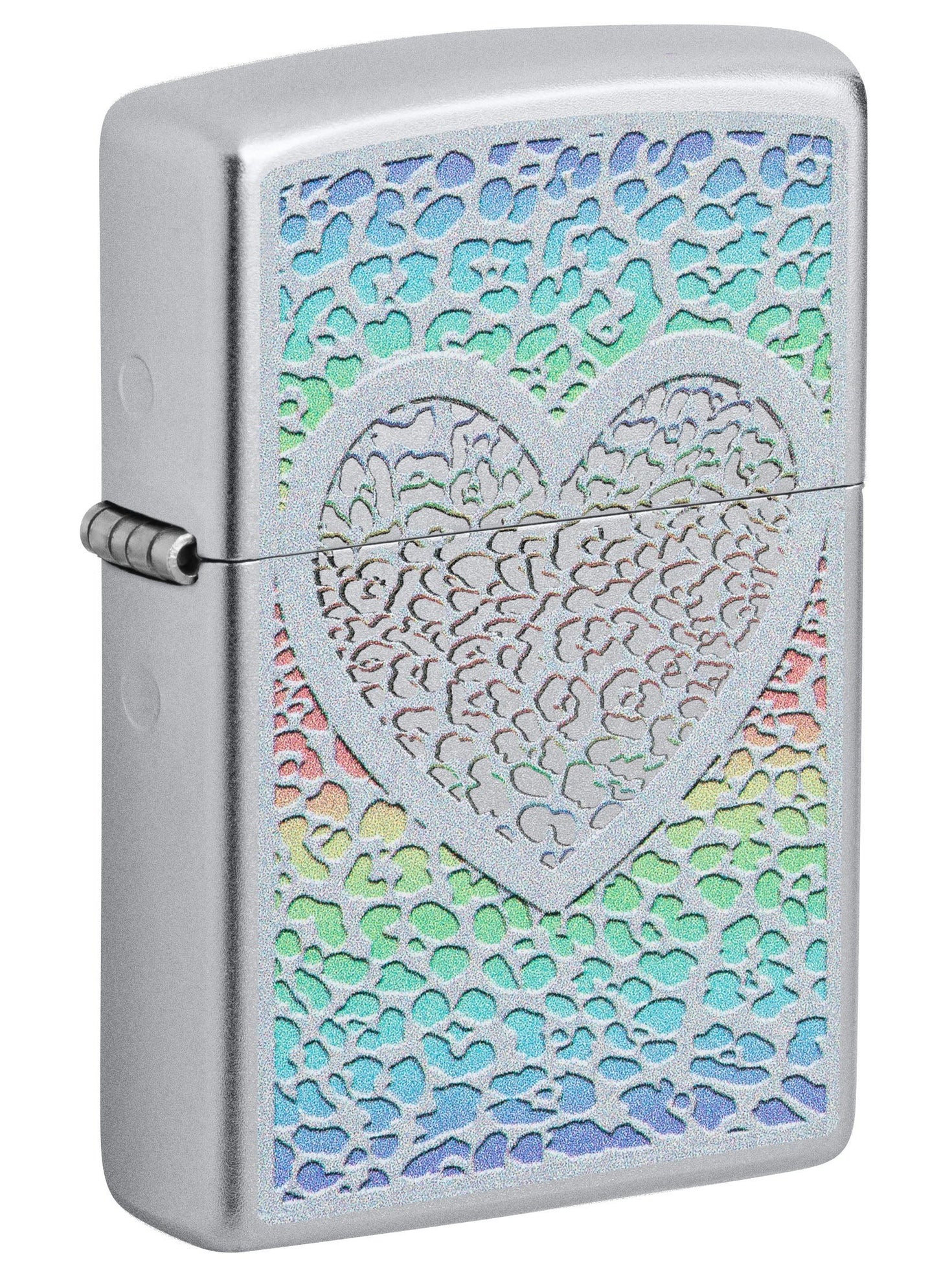 Zippo Lighter: Heart Design - Satin Chrome 49780