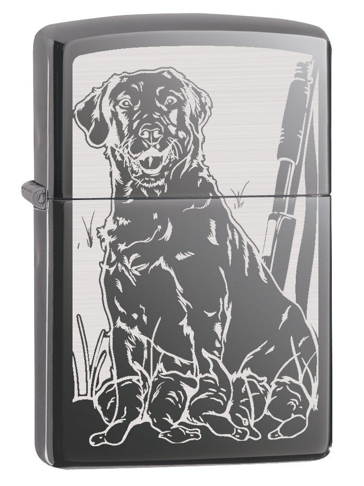 Zippo Lighter: Hunting Dog with Ducks - Black Ice 78807