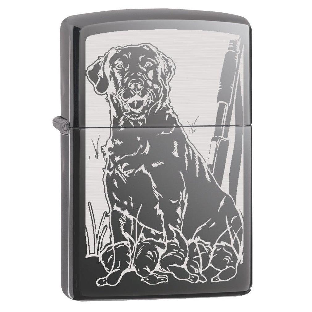 Zippo Lighter: Hunting Dog with Ducks - Black Ice 78807