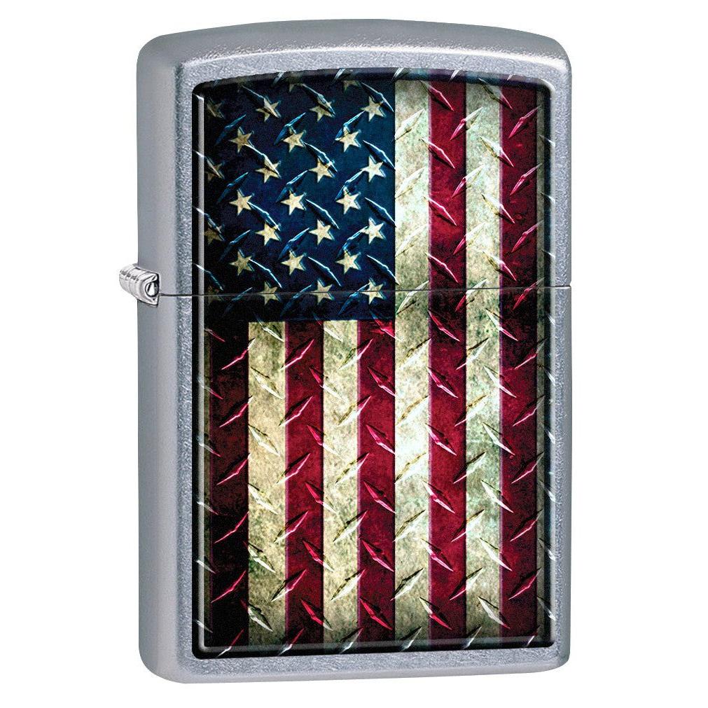 Zippo Lighter: Industrial United States Flag - Street Chrome 78633