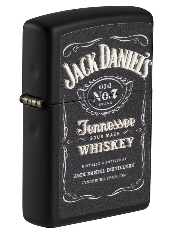 Zippo Lighter: Jack Daniels, Texture Logo - Black Matte 49281