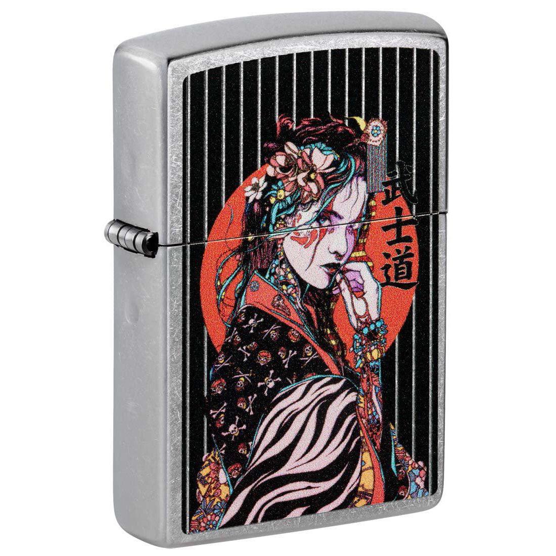 Zippo Lighter: Japanese Geisha Girl - Street Chrome 81417