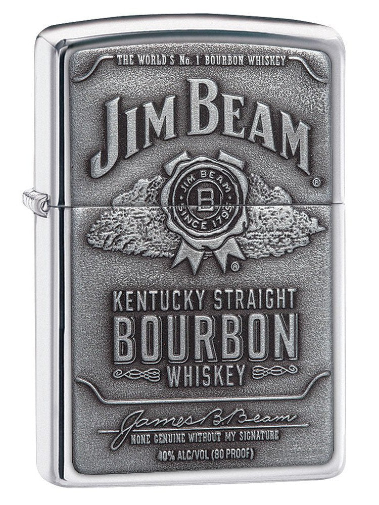 Zippo Lighter: Jim Beam Pewter Emblem - HP Chrome 250JB.928