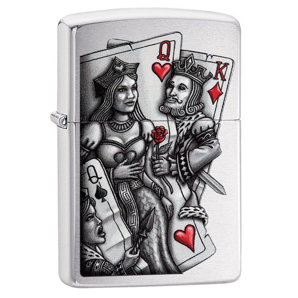 Zippo Lighter: King and Queen - Brushed Chrome 79206