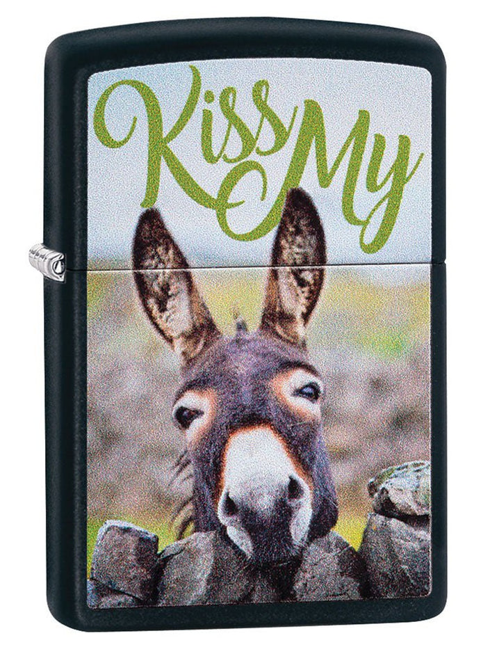 Zippo Lighter: Kiss My Donkey - Black Matte 29868