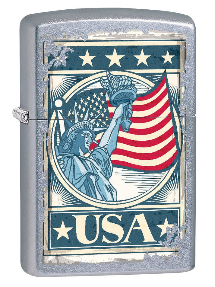 Zippo Lighter: Liberty Flag - Street Chrome 75666
