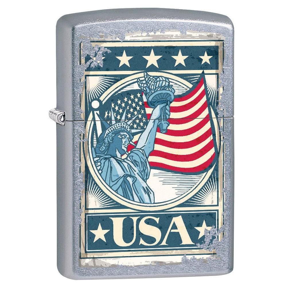 Zippo Lighter: Liberty Flag - Street Chrome 75666