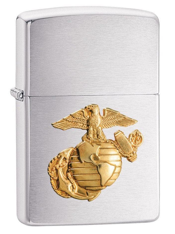 Zippo Lighter: Marines Emblem - Brushed Chrome 280MAR