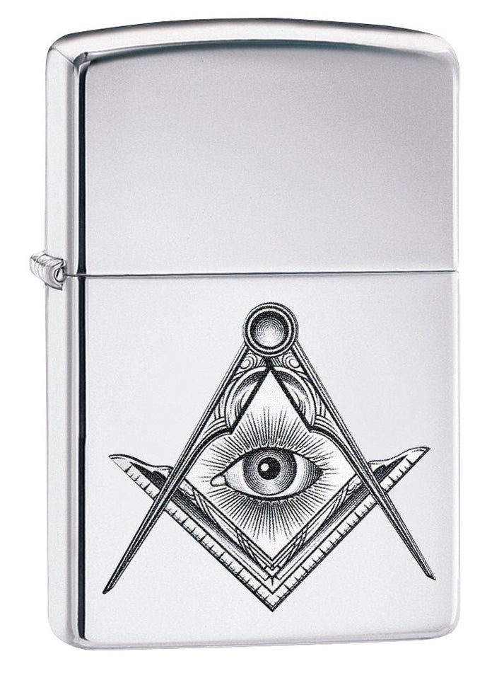 Zippo Lighter: Masonic Compass and Square - High Polish Chrome 79242
