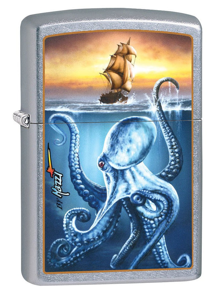Zippo Lighter: Mazzi Octopus and Ship - Street Chrome 78888