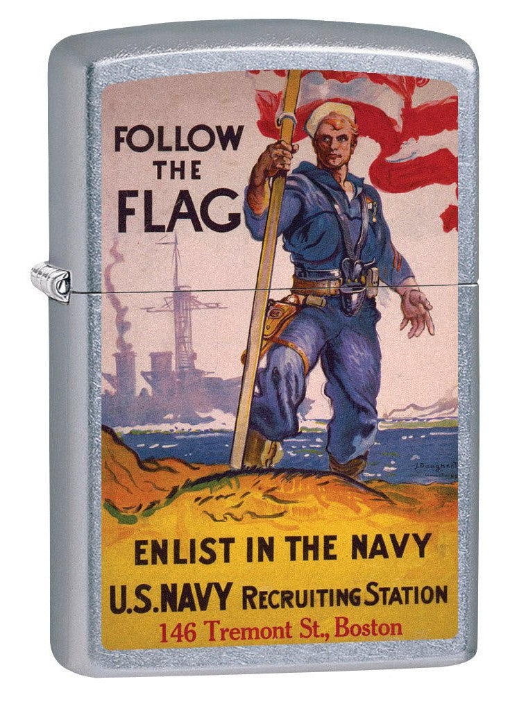 Zippo Lighter: Military Poster, US Navy Follow the Flag - Street Chrome 79368