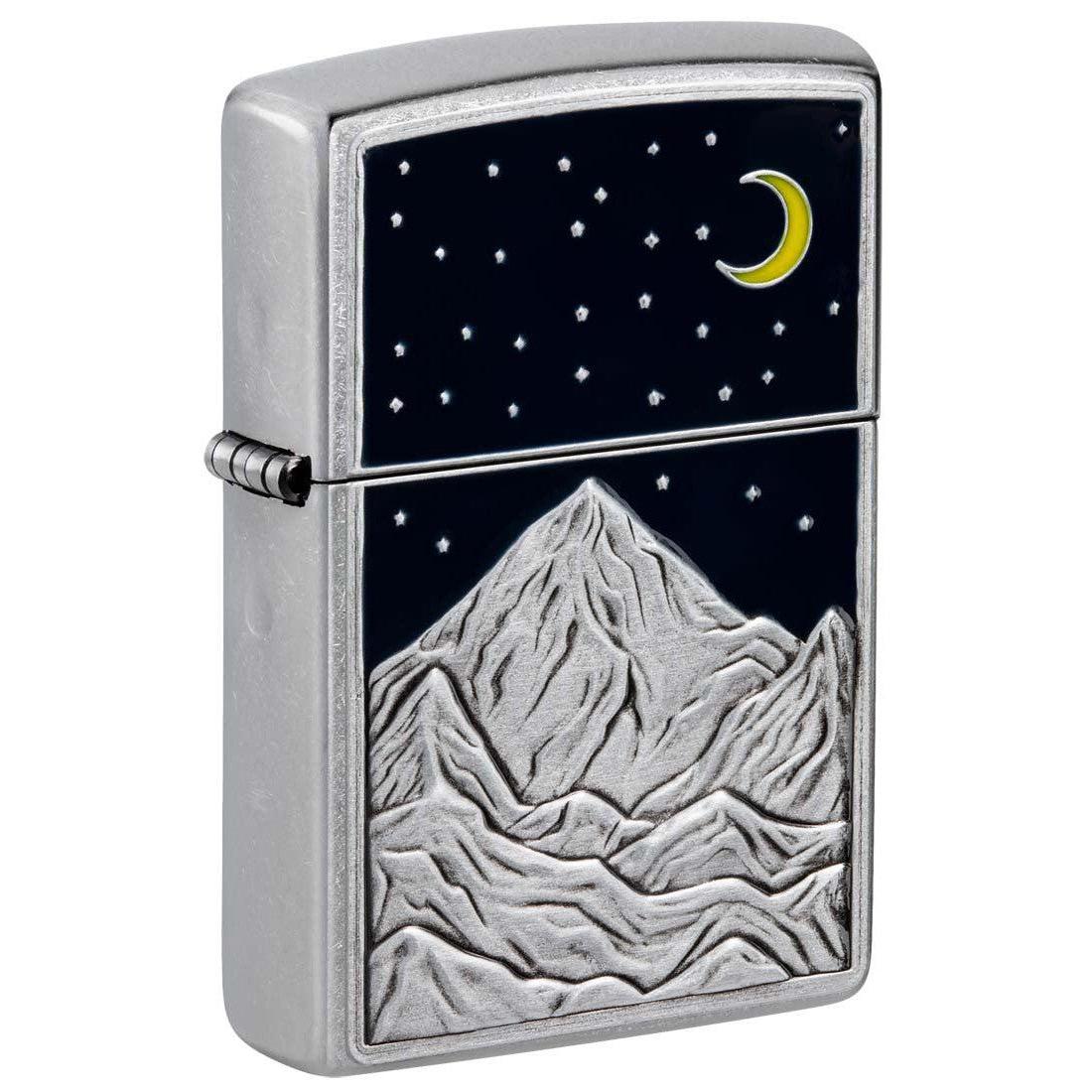 Zippo Lighter: Mountain Scene Emblem - Street Chrome 48632
