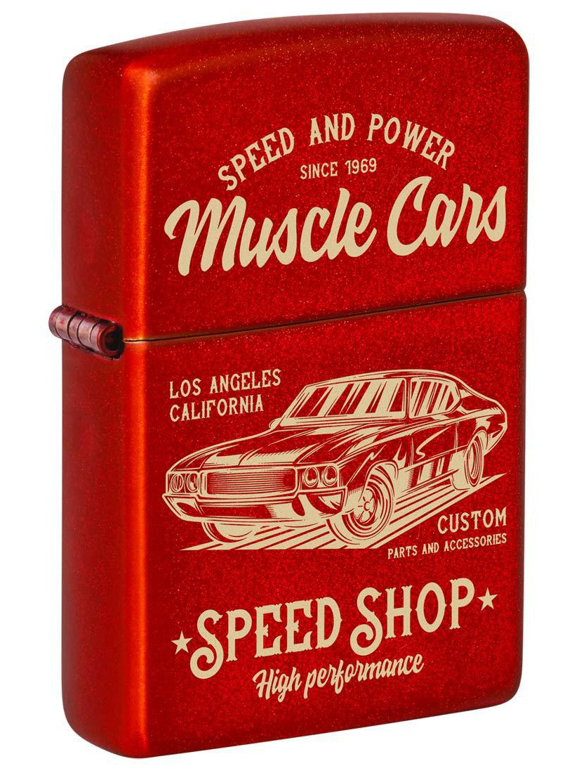 Zippo Lighter: Muscle Car Design - Metallic Red 48523