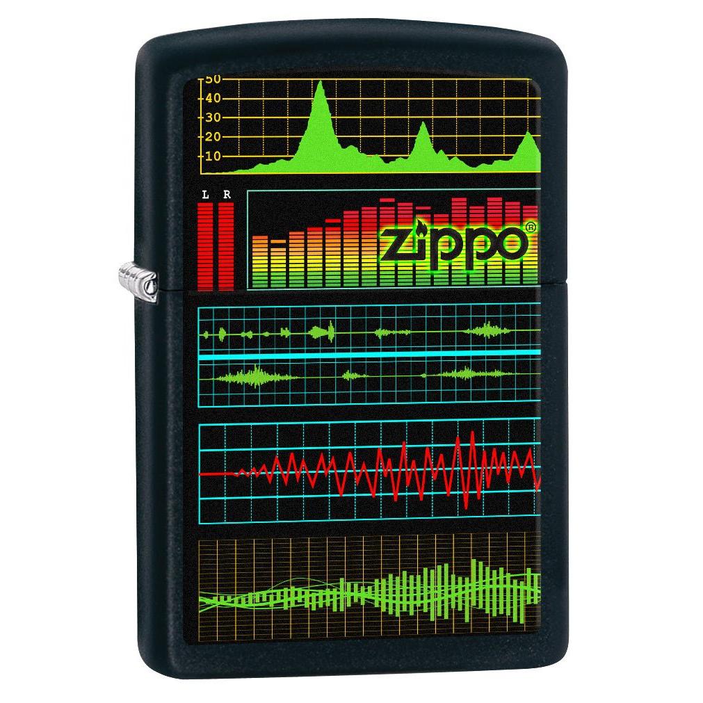 Zippo Lighter: Music Waves - Black Matte 76884