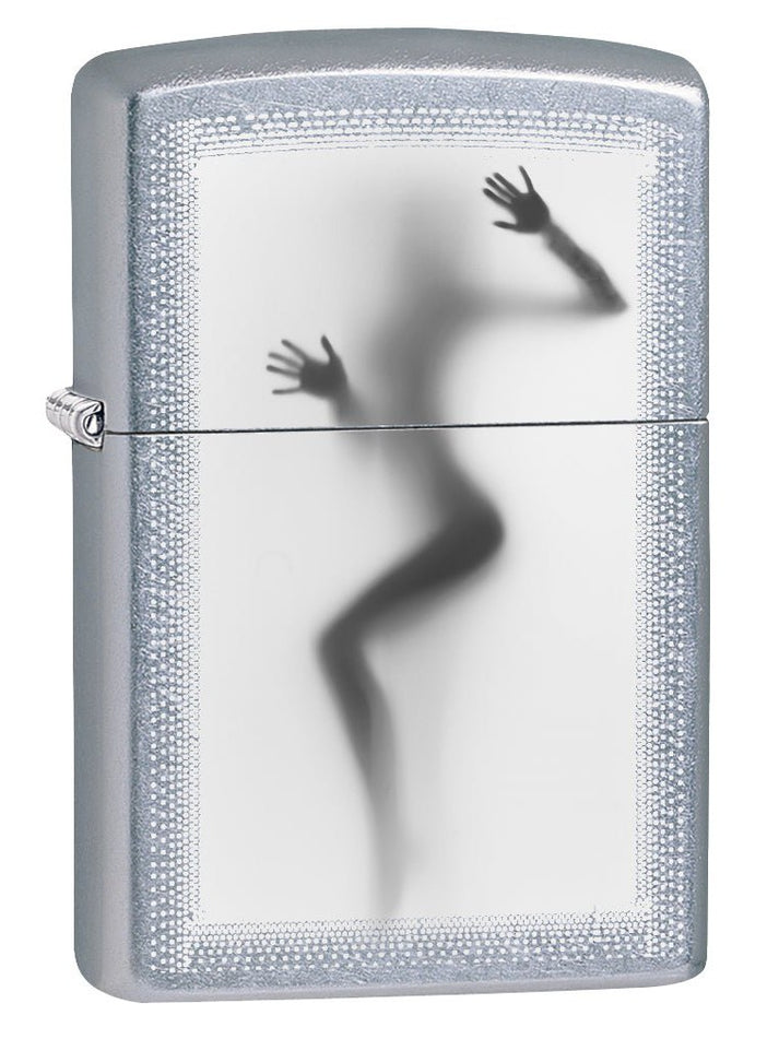 Zippo Lighter: Nude Girl Against the Glass - Street Chrome 78165