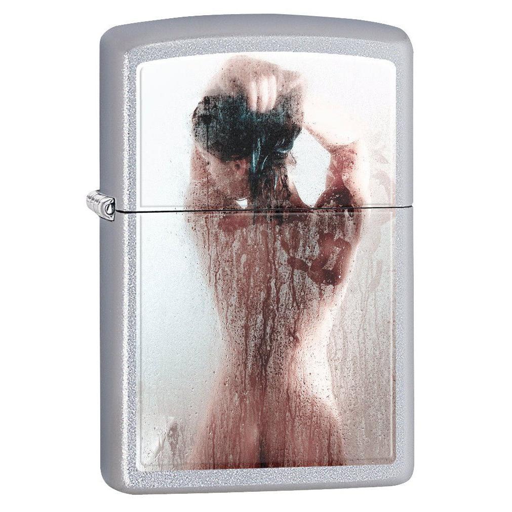 Zippo Lighter: Nude Girl in the Shower - Satin Chrome 75348