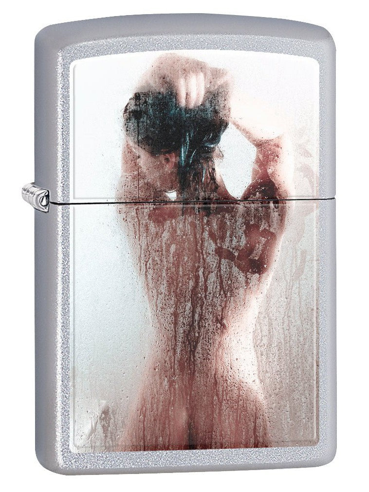 Zippo Lighter: Nude Girl in the Shower - Satin Chrome 75348